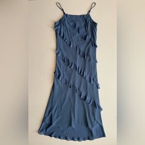 Lucy Parish Daria Elegant Blue Ruffle Dress